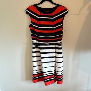 Red and White A-Line Dress